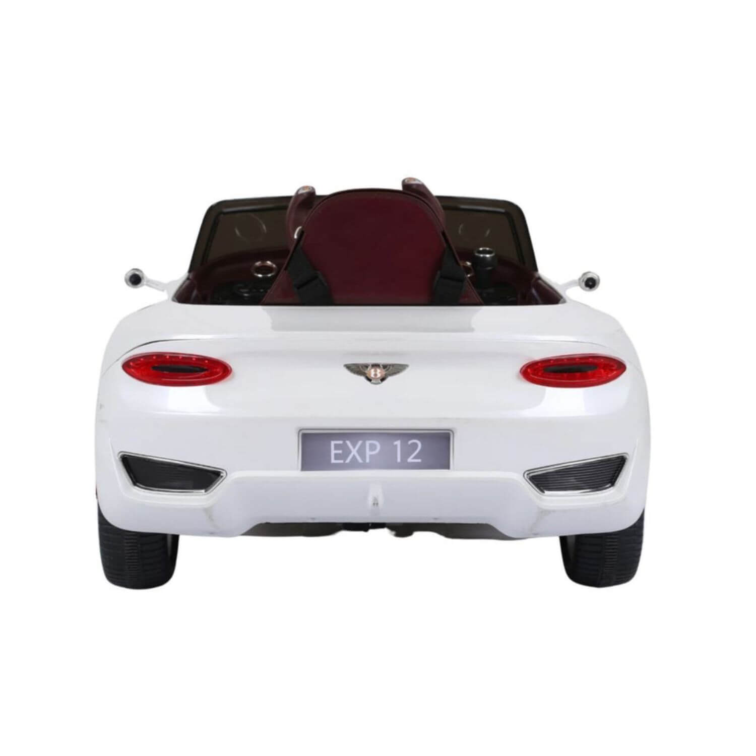 Back View of Bentley EXP 12 Electric Ride-On Speed Car White