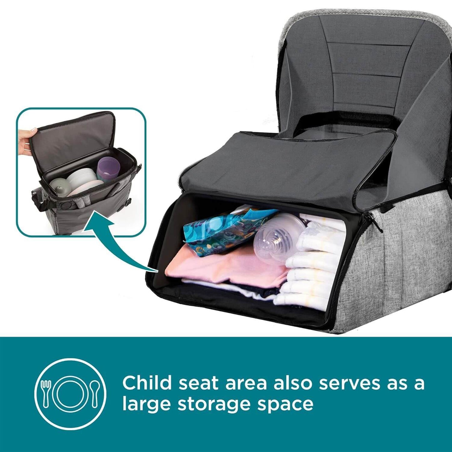 Contours Explore 2-Stage Portable Booster Seat and Diaper Bag - Detail