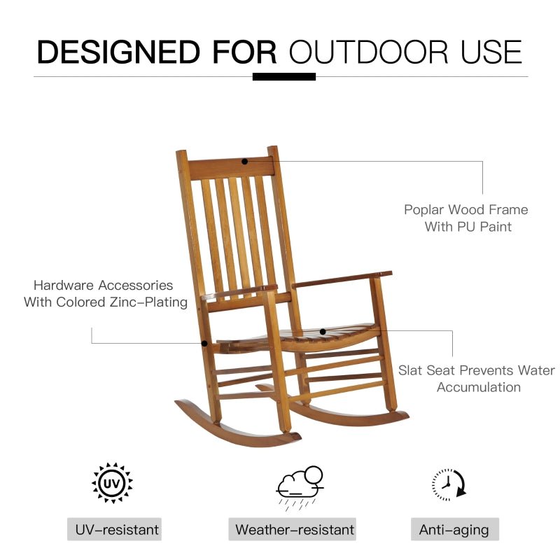 Outsunny Indoor/Outdoor Nursery Rocking Chair in Natural | Slatted for Indoor, Backyard & Patio