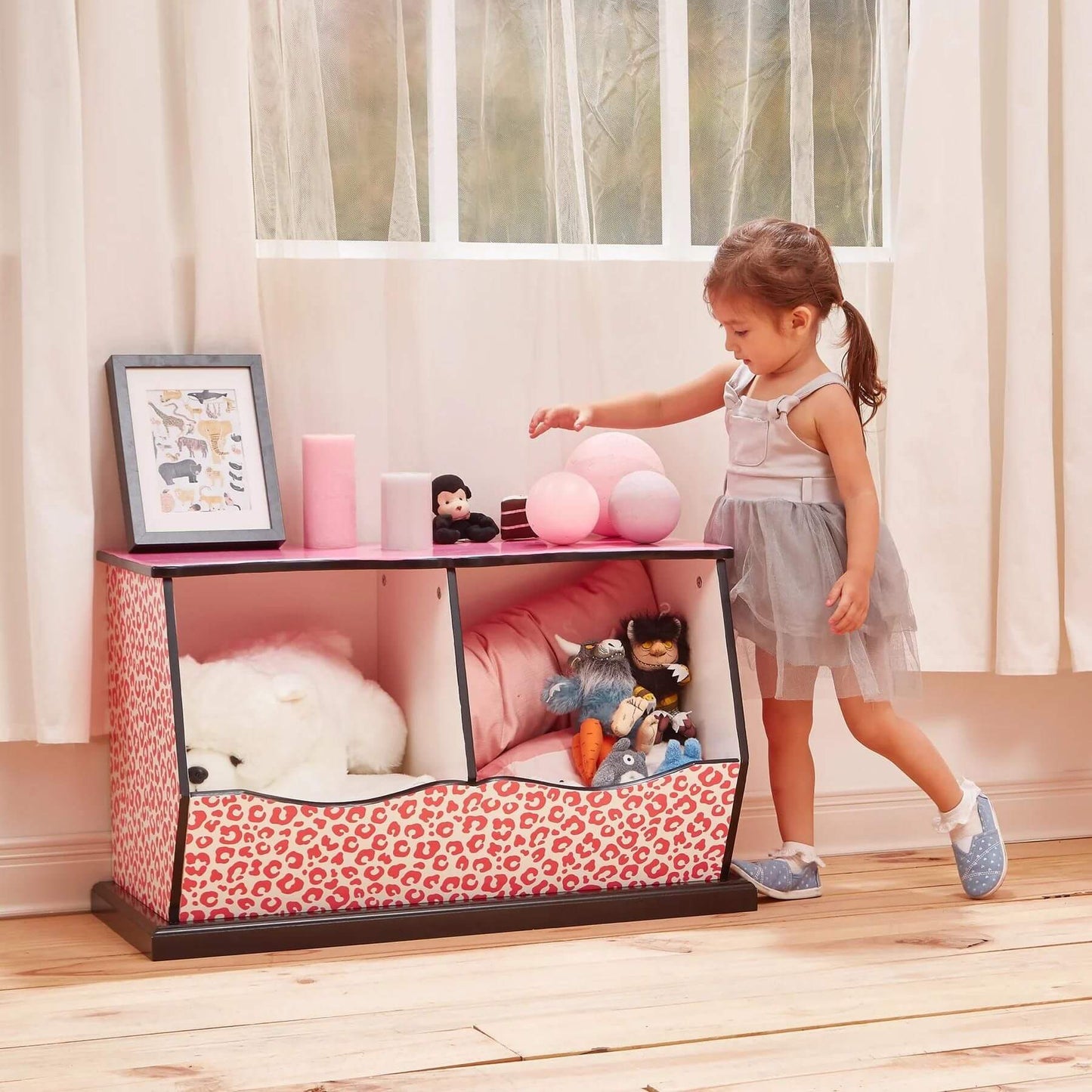 Girl Using Fantasy Fields Fashion Leopard Prints Miranda Toy Cubby Storage