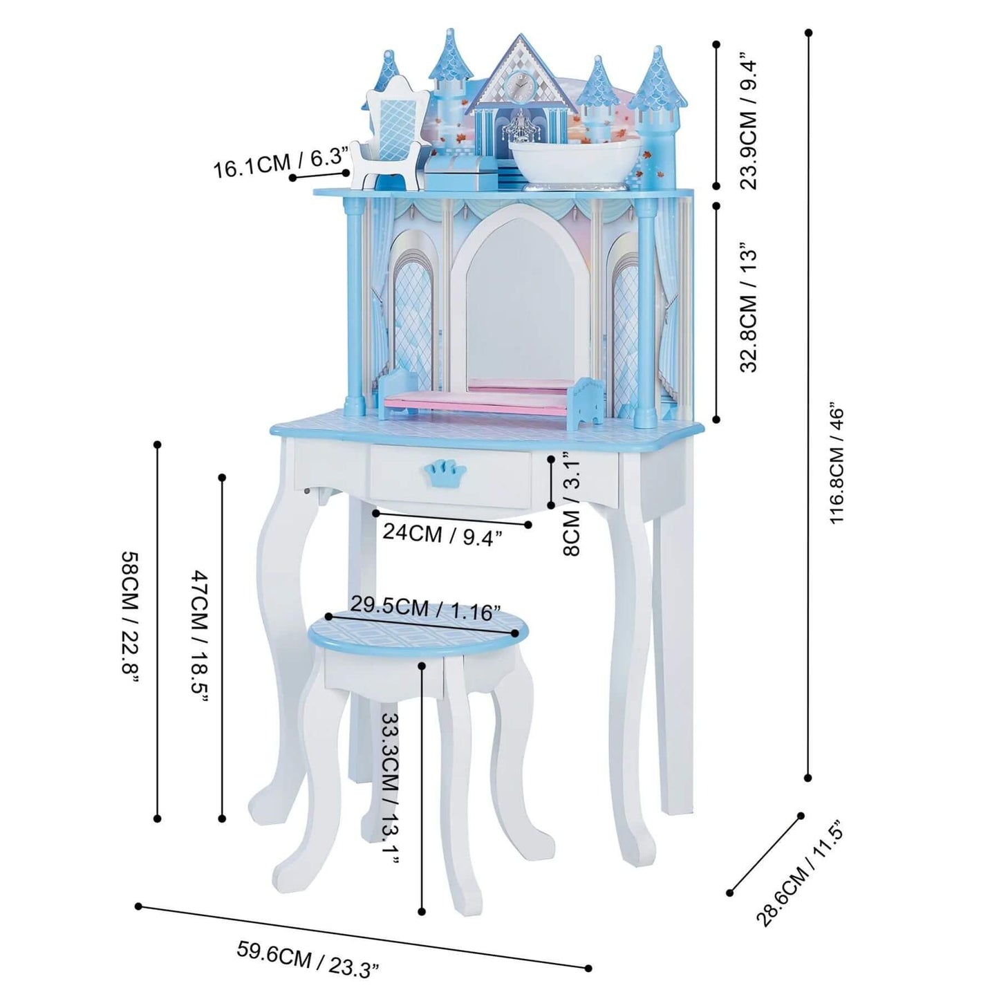 Fantasy Fields Kids Dreamland Castle Vanity Set Blue