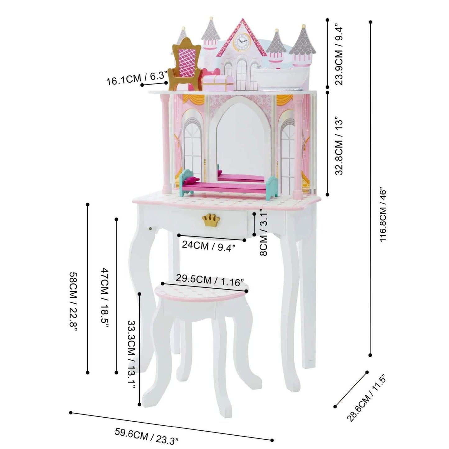 Fantasy Fields Kids Dreamland Castle Vanity Set White/Pink