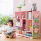 Girl Reading Book Next To Fantasy Fields Kids Painted Wooden Magic Garden Adjustable Cube Bookshelf