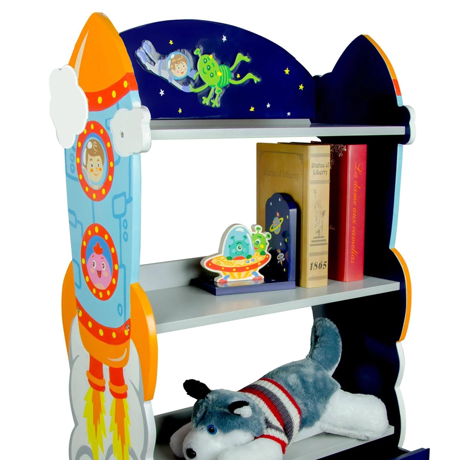 Detail View of Fantasy Fields Kids Wooden Outer Space Bookshelf