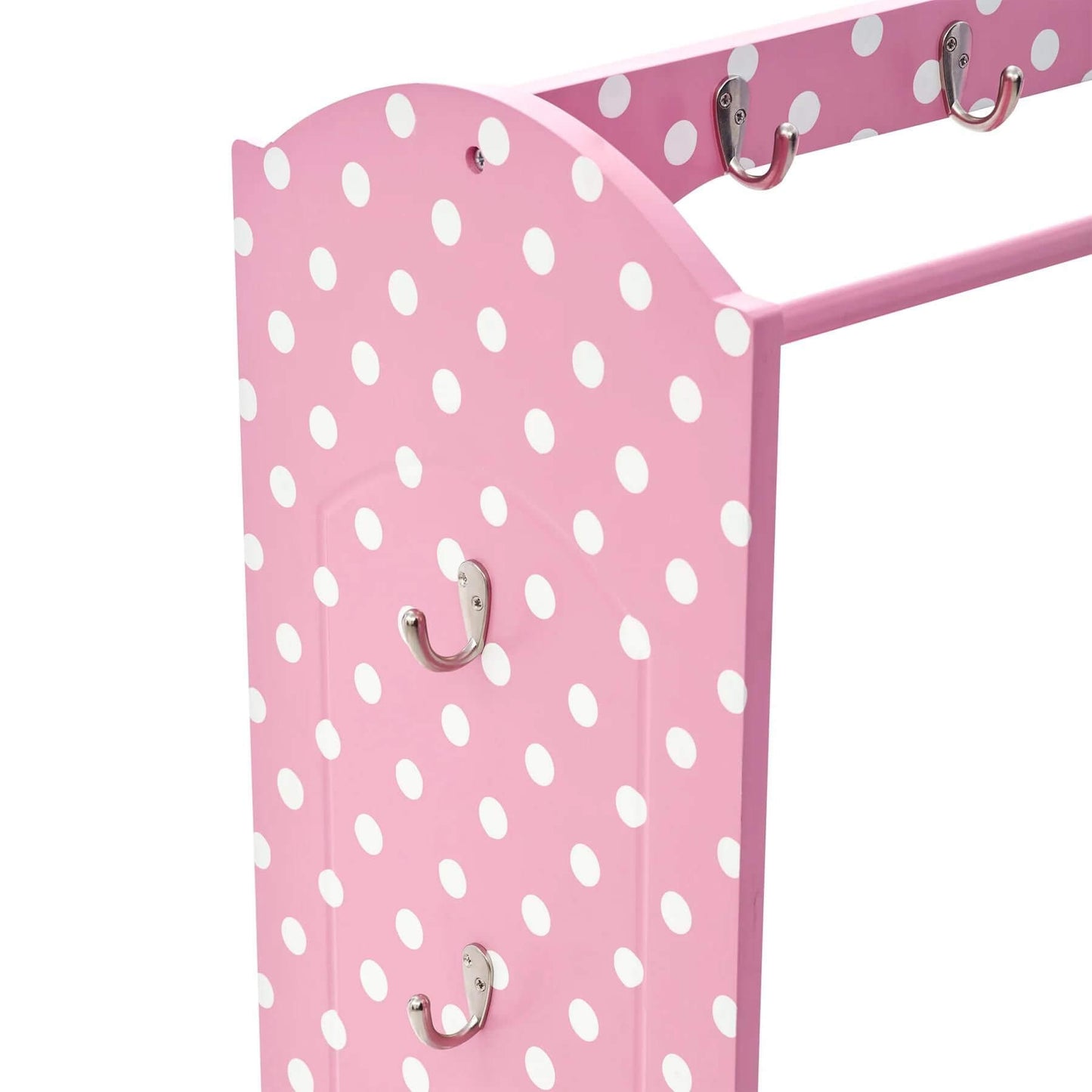 Detail View of Fantasy Fields Kids Polka Dots Clothing Rack with Storage Pink