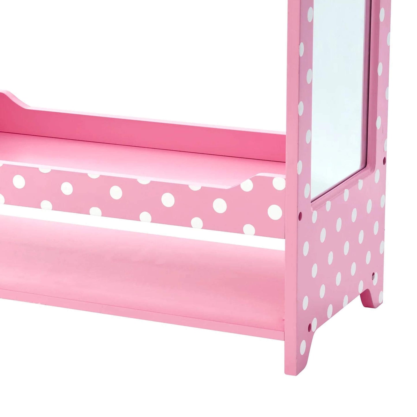 Detail View of Fantasy Fields Kids Polka Dots Clothing Rack with Storage Pink