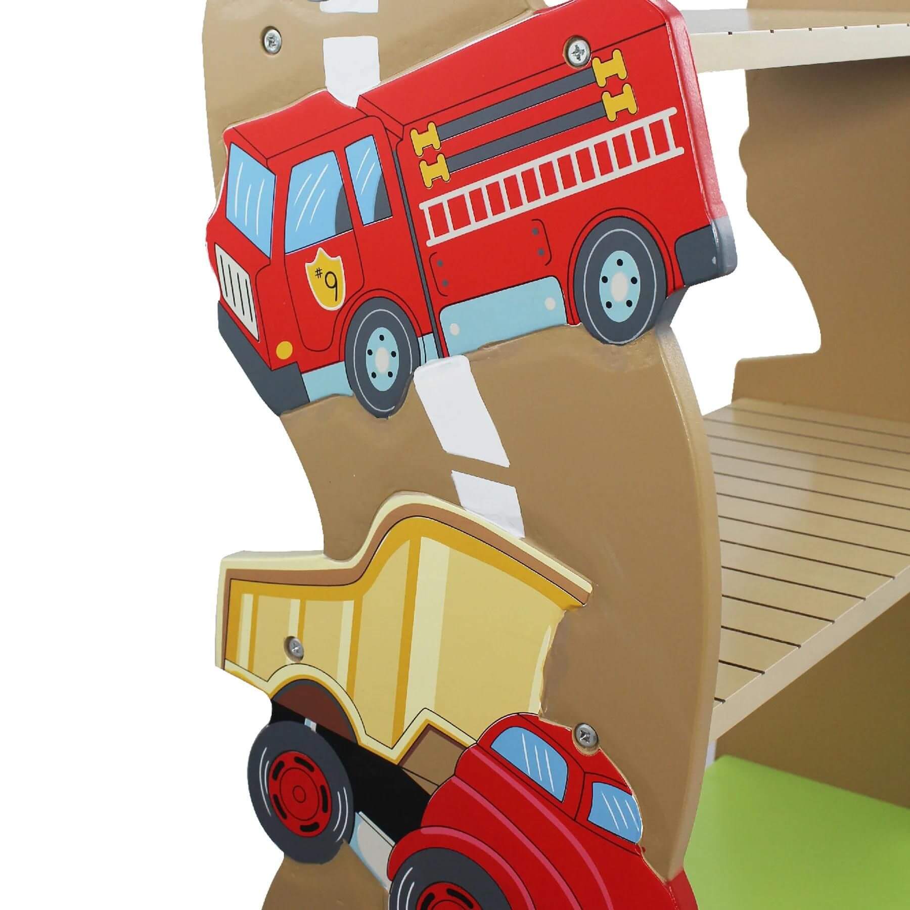 Detail View of Fantasy Fields Kids Transportation Themed Wooden Bookshelf