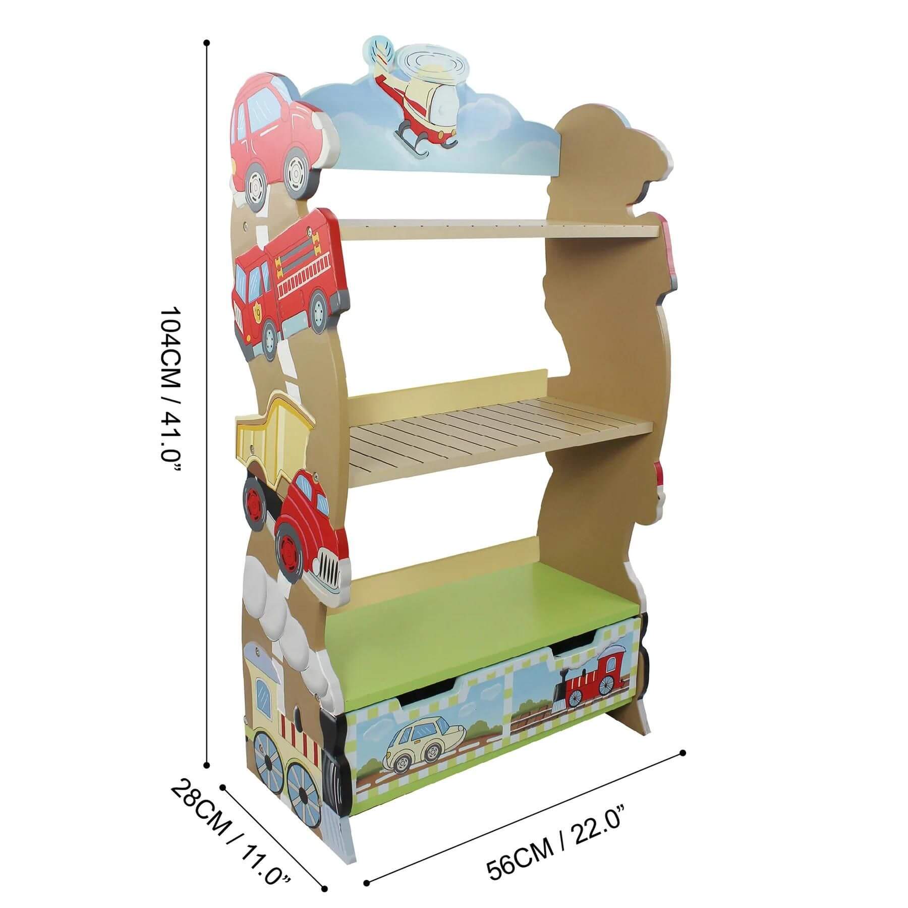 Fantasy Fields Kids Transportation Themed Wooden Bookshelf