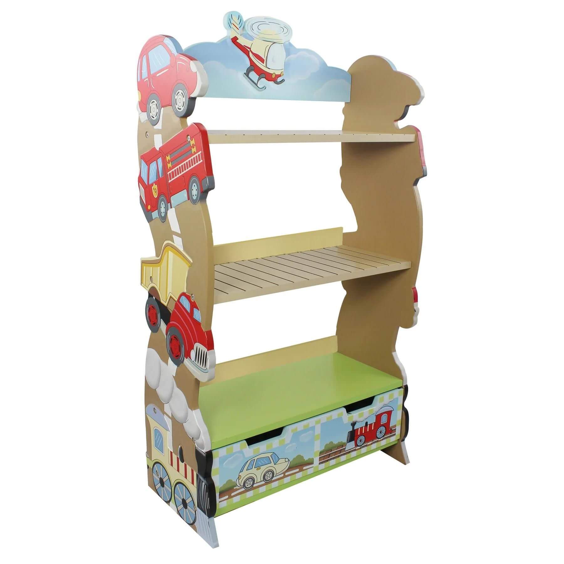 Fantasy Fields Kids Transportation Themed Wooden Bookshelf