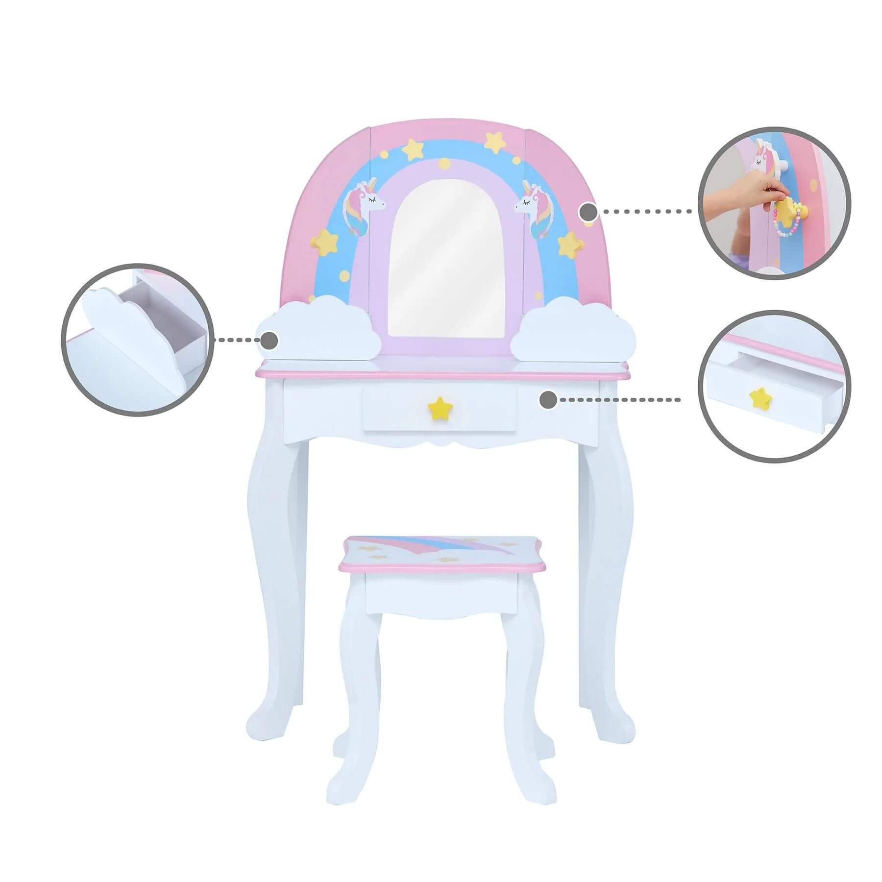 Fantasy Fields Little Dreamer Rainbow Unicorn Vanity Table Set