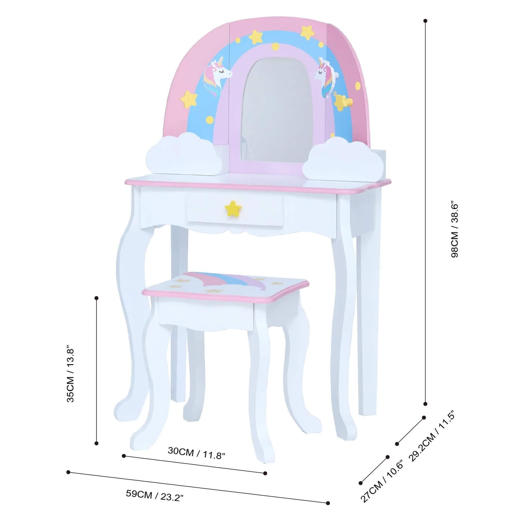 Fantasy Fields Little Dreamer Rainbow Unicorn Vanity Table Set