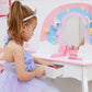 Girl Using Fantasy Fields Little Dreamer Rainbow Unicorn Vanity Table Set