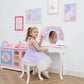 Girl Using Fantasy Fields Little Dreamer Rainbow Unicorn Vanity Table Set