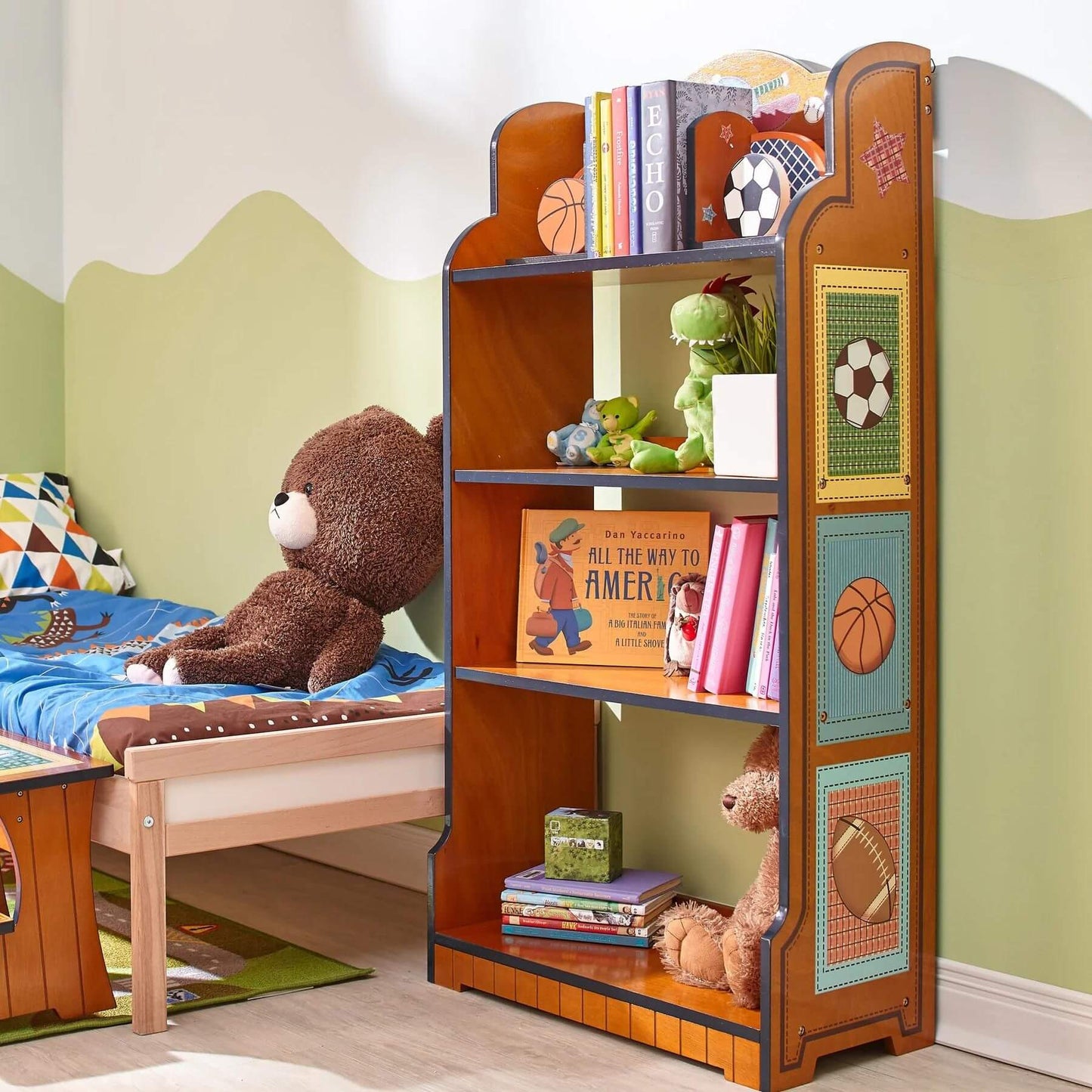 Fantasy Fields Little Sports Fan Kids Furniture Tall Bookshelf Brown