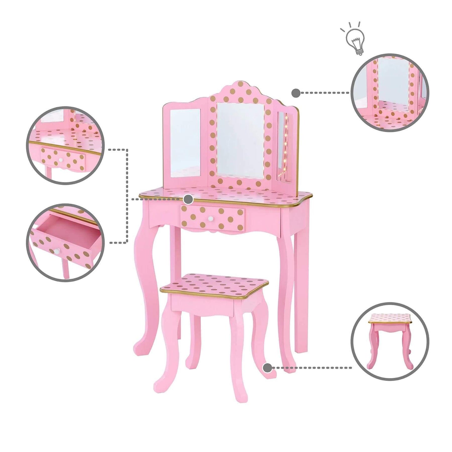 Fantasy Fields Polka Dot Prints Gisele Vanity Playset Pink/Gold