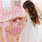 Girl Playing at Fantasy Fields Polka Dot Prints Gisele Vanity Playset Pink/Gold