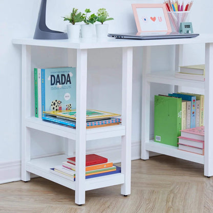 Detail View of Fantasy Fields Wooden Play Desk with Shelves and Chair White