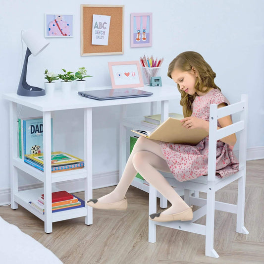 Girl Reading at Fantasy Fields Wooden Play Desk