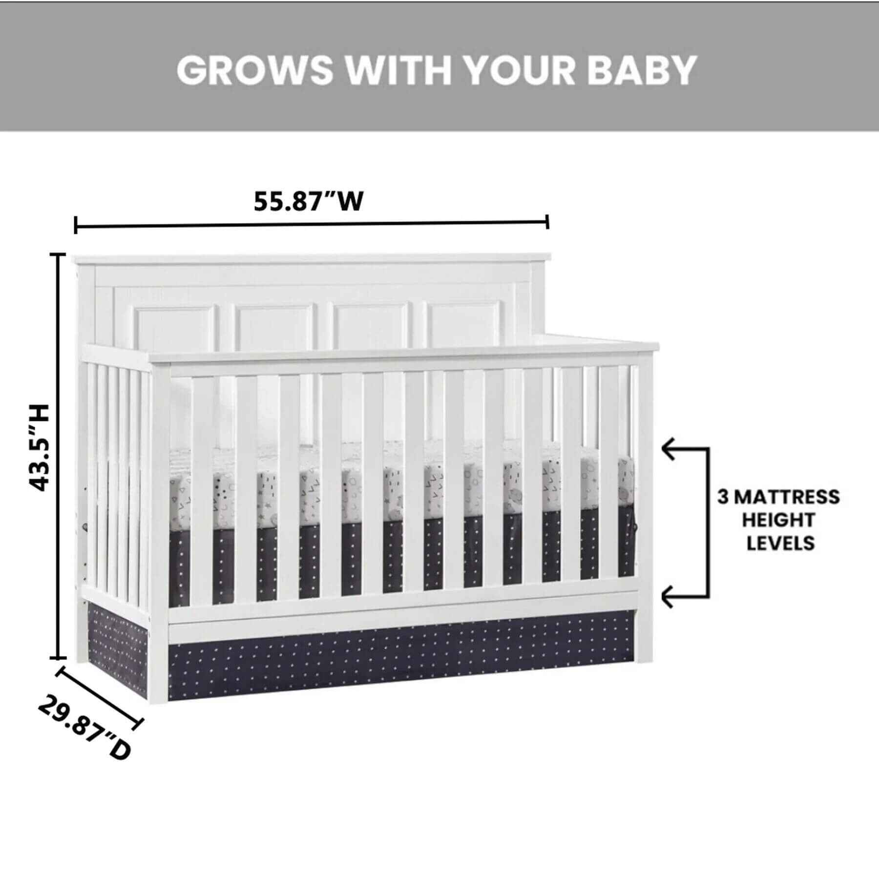 Oxford Baby Farmington 4-in-1 Convertible Crib Rustic White