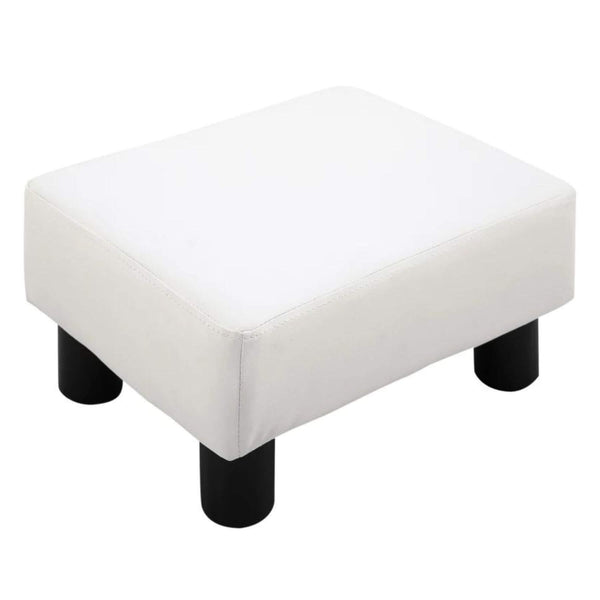 HOMCOM Modern Faux Leather Upholstered Rectangular Ottoman Footrest Bright White