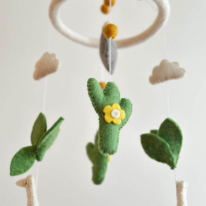 Close-up of Ganapati Crafts Co. Felt Baby Mobile - Llama
