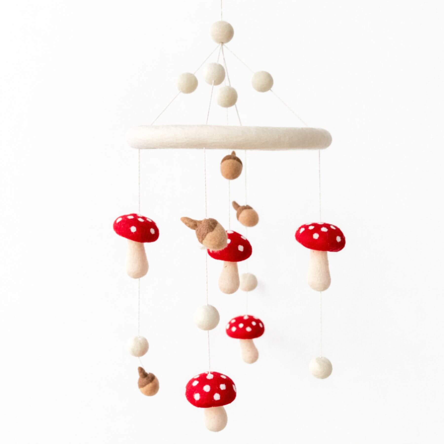 Ganapati Crafts Co. Felt Baby Mobile - Mushrooms and Acorns
