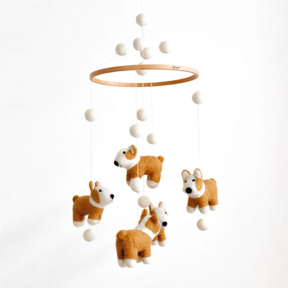 Ganapati Crafts Co. Felt Corgi Dog Baby Mobile
