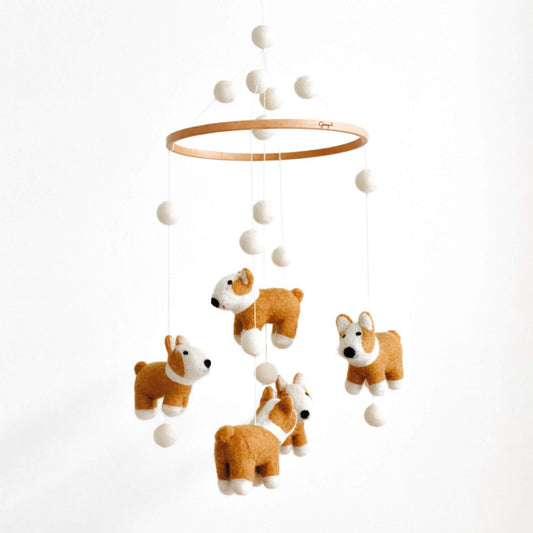 Ganapati Crafts Co. Felt Corgi Dog Baby Mobile