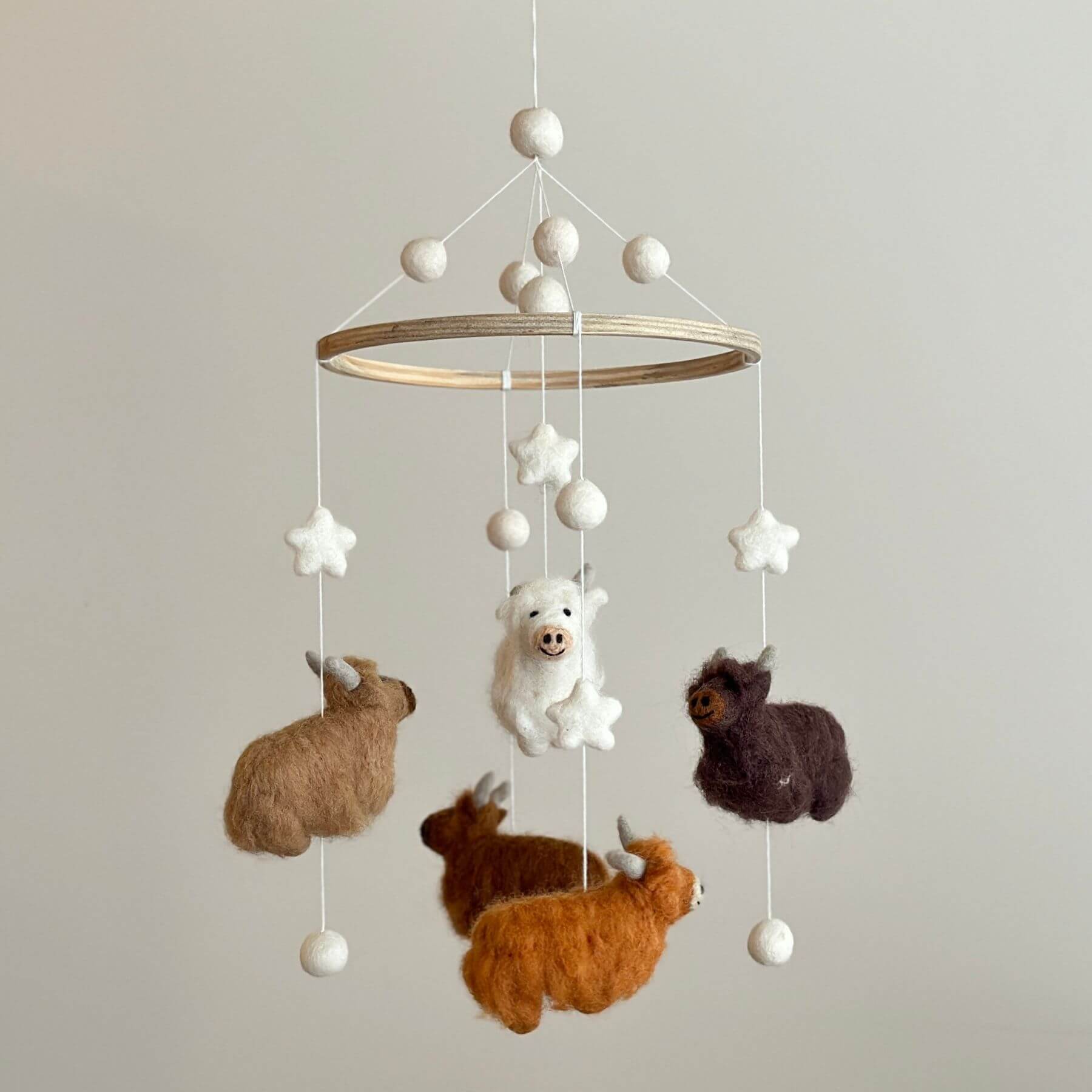 Ganapati Crafts Co. Felt Baby Mobile - Highland Cow