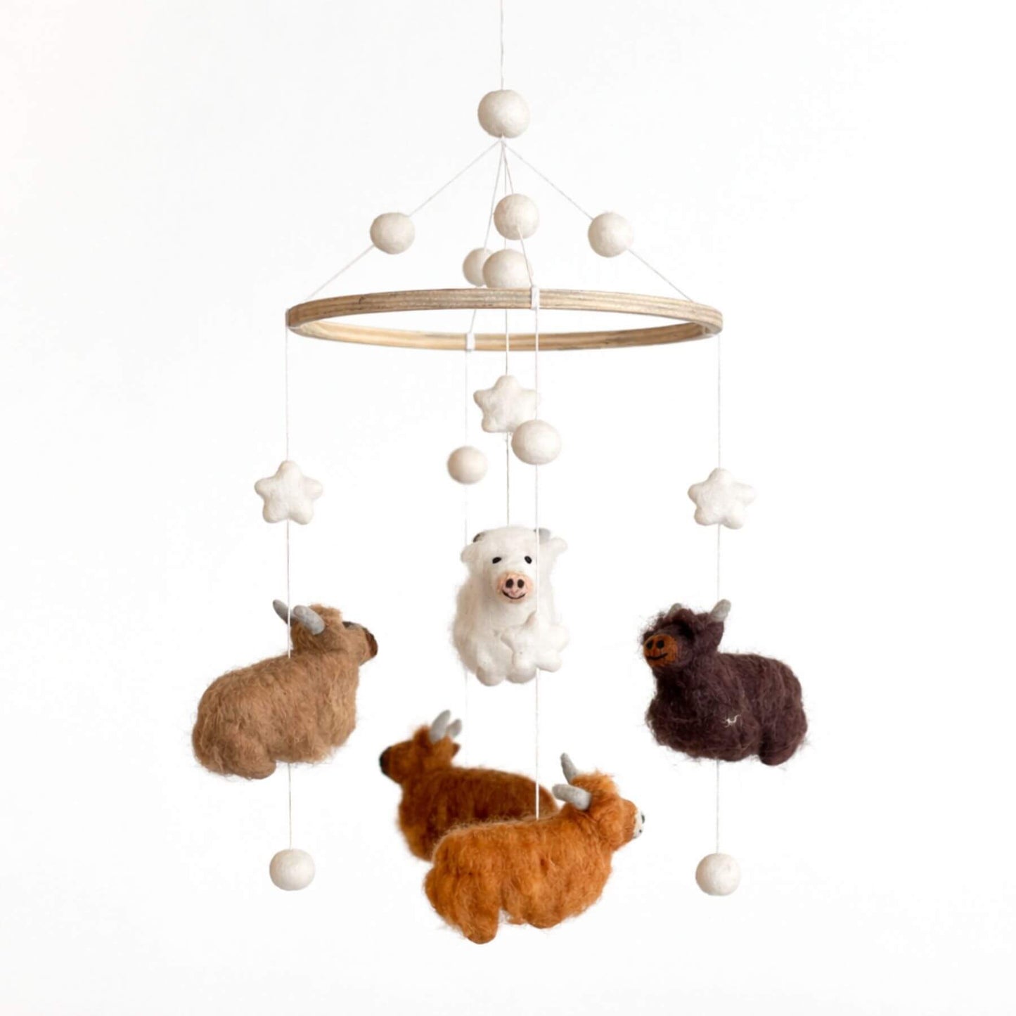 Ganapati Crafts Co. Felt Baby Mobile - Highland Cow