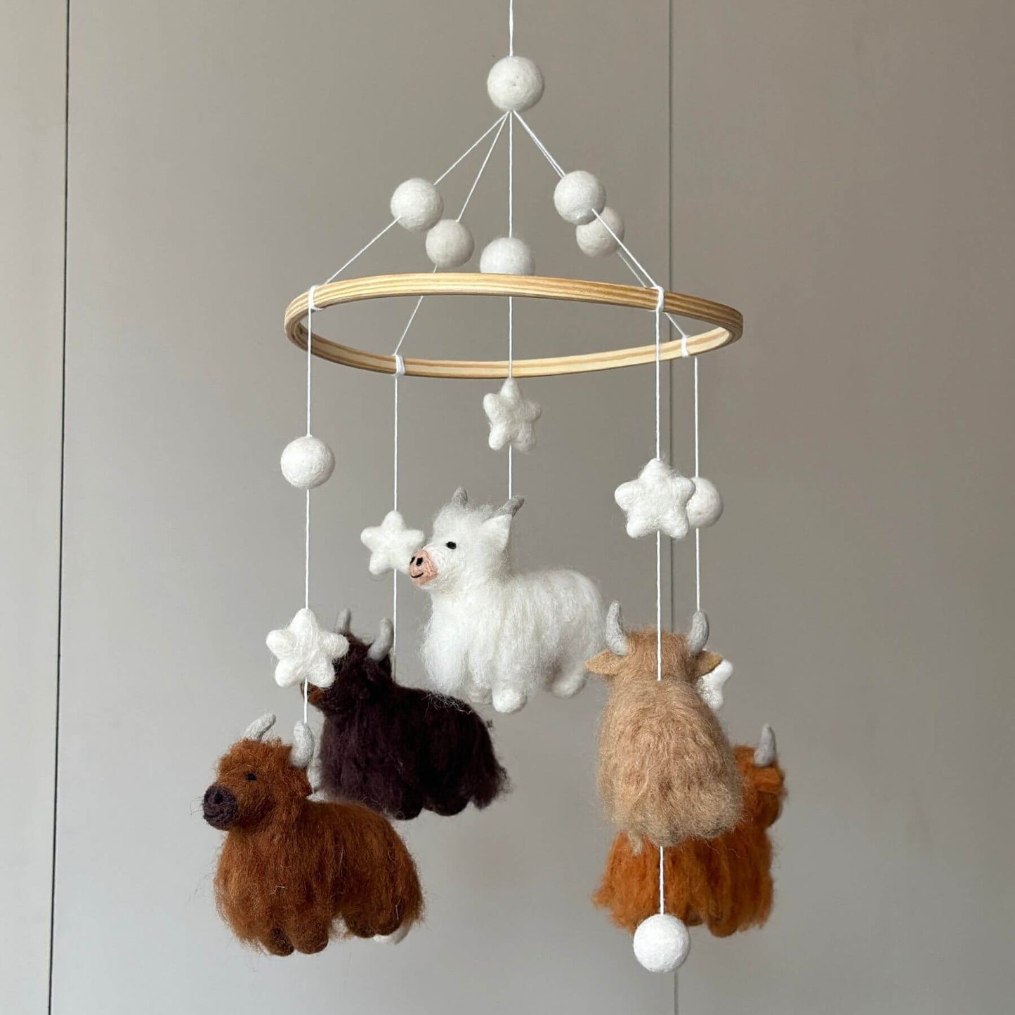 Ganapati Crafts Co. Felt Baby Mobile - Highland Cow