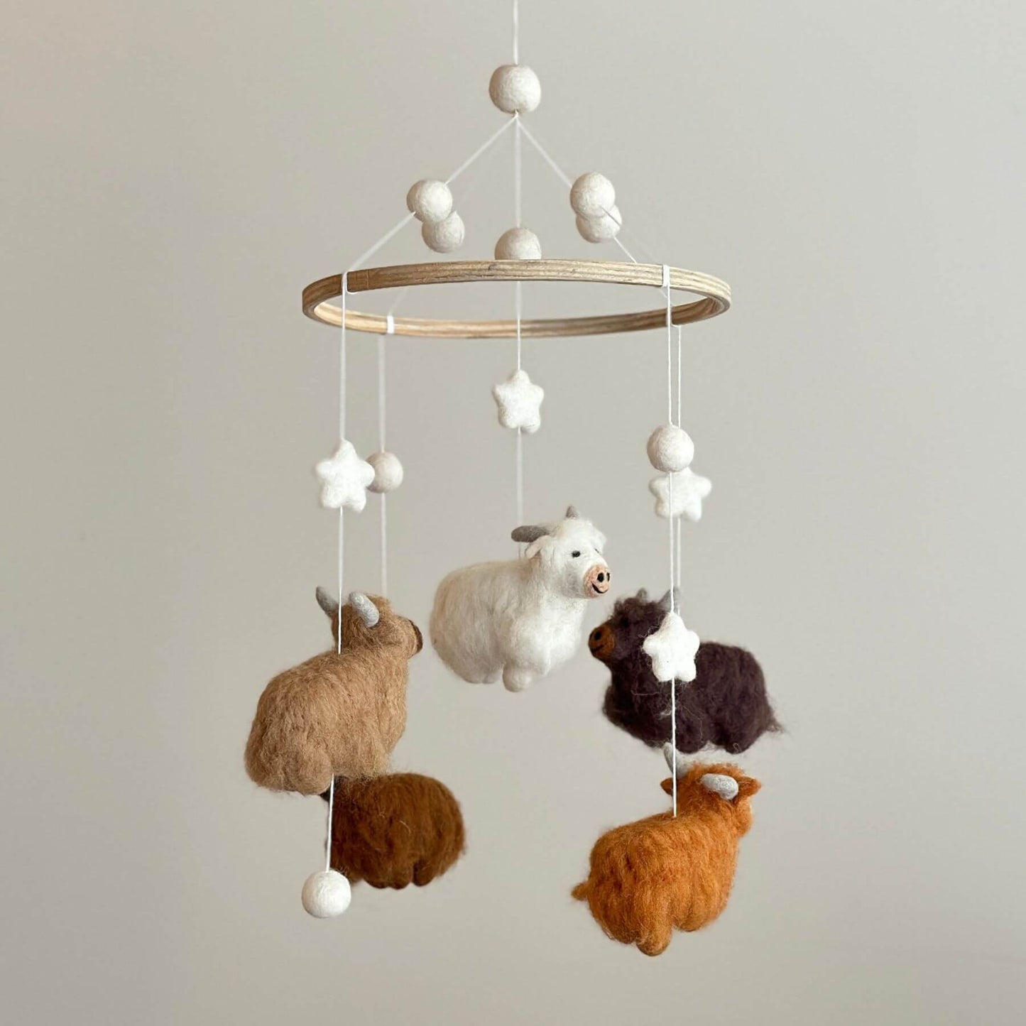Ganapati Crafts Co. Felt Baby Mobile - Highland Cow