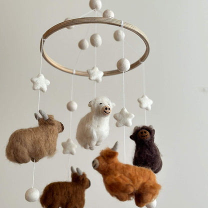 Ganapati Crafts Co. Felt Baby Mobile - Highland Cow