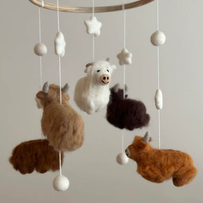 Ganapati Crafts Co. Felt Baby Mobile - Highland Cow