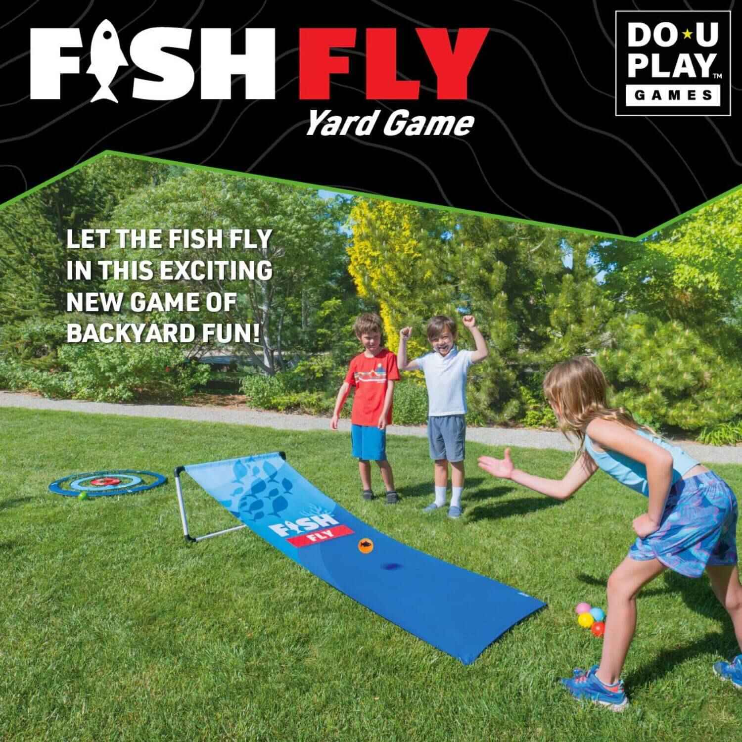 Kids Playing DO-U-PLAY Fish Fly Yard Game