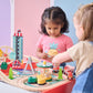 Two children playing with Teamson Kids Florida Amusement Park Wooden Activity Table