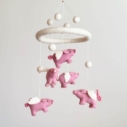 Ganapati Crafts Co. Felt Baby Mobile - Flying Pig