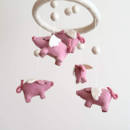 Ganapati Crafts Co. Felt Baby Mobile - Flying Pig
