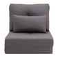 Front View of HOMCOM Folding Upholstered Couch Bed with Adjustable Backrest Dark Gray