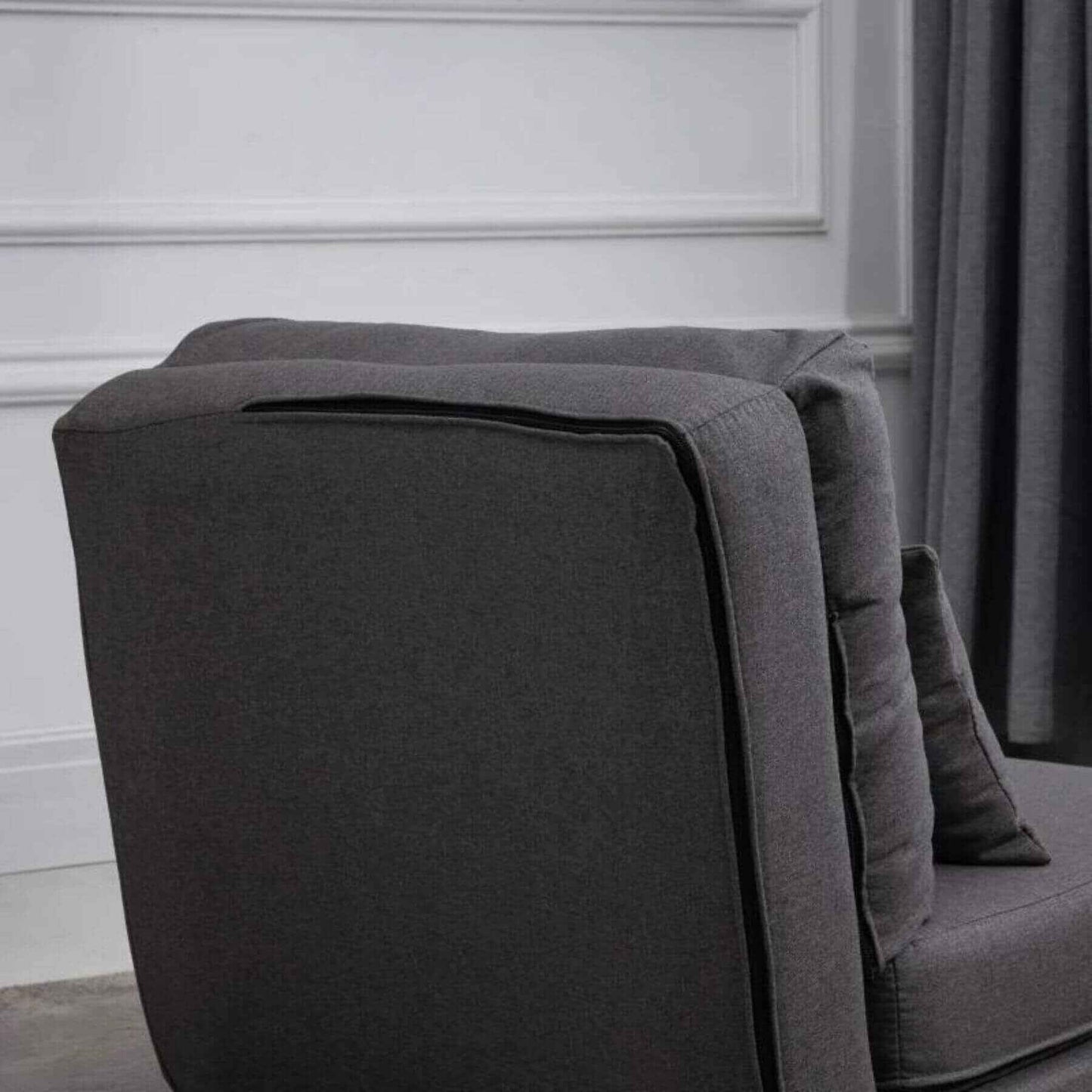 Back of HOMCOM Folding Upholstered Couch Bed with Adjustable Backrest Dark Gray