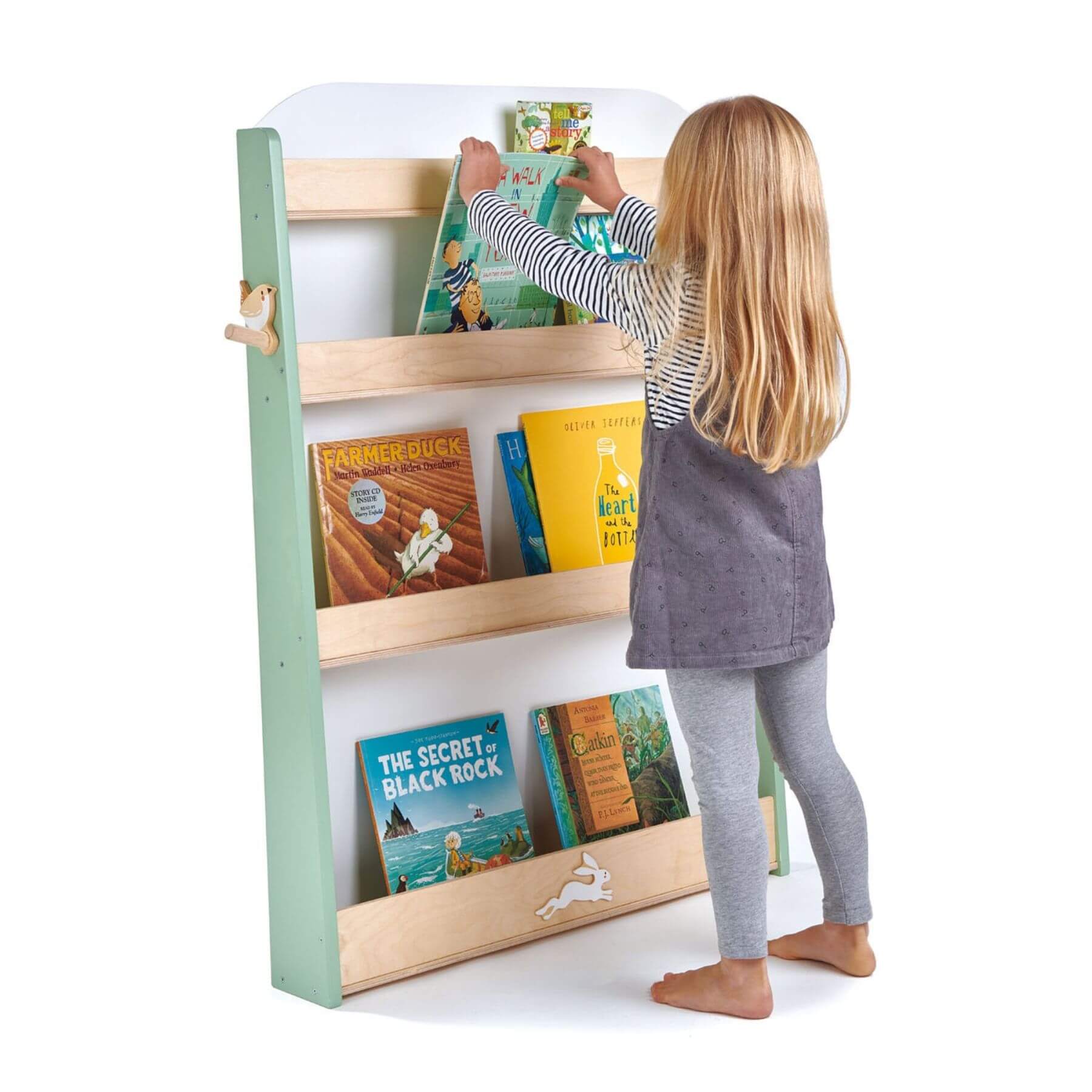 Child interacting with Tender Leaf Forest Bookcase