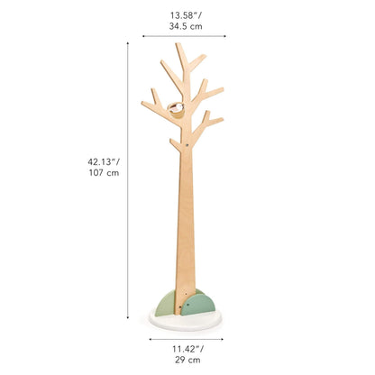 Tender Leaf Forest Coat Stand with dimensions on a white background