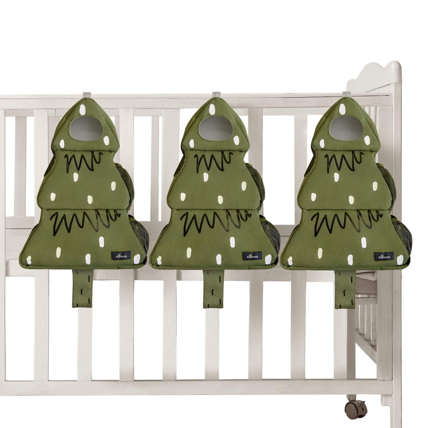 Three Forest Friends Hanging Organizer on a white crib.
