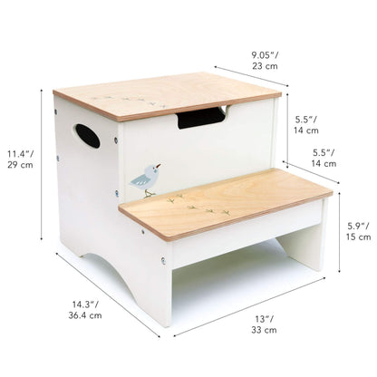 Tender Leaf Forest Steps and dimensions labeled on a white background