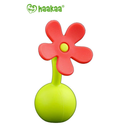 Haakaa Gen 2 Silicone Breast Pump with Suction Base 5 oz and Silicone Flower Stopper Set - Orange