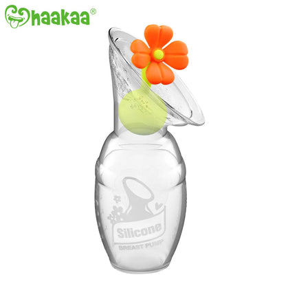 Haakaa Gen 1 Silicone Breast Pump 4 oz and Silicone Flower Stopper Set, featuring the Haakaa brand.