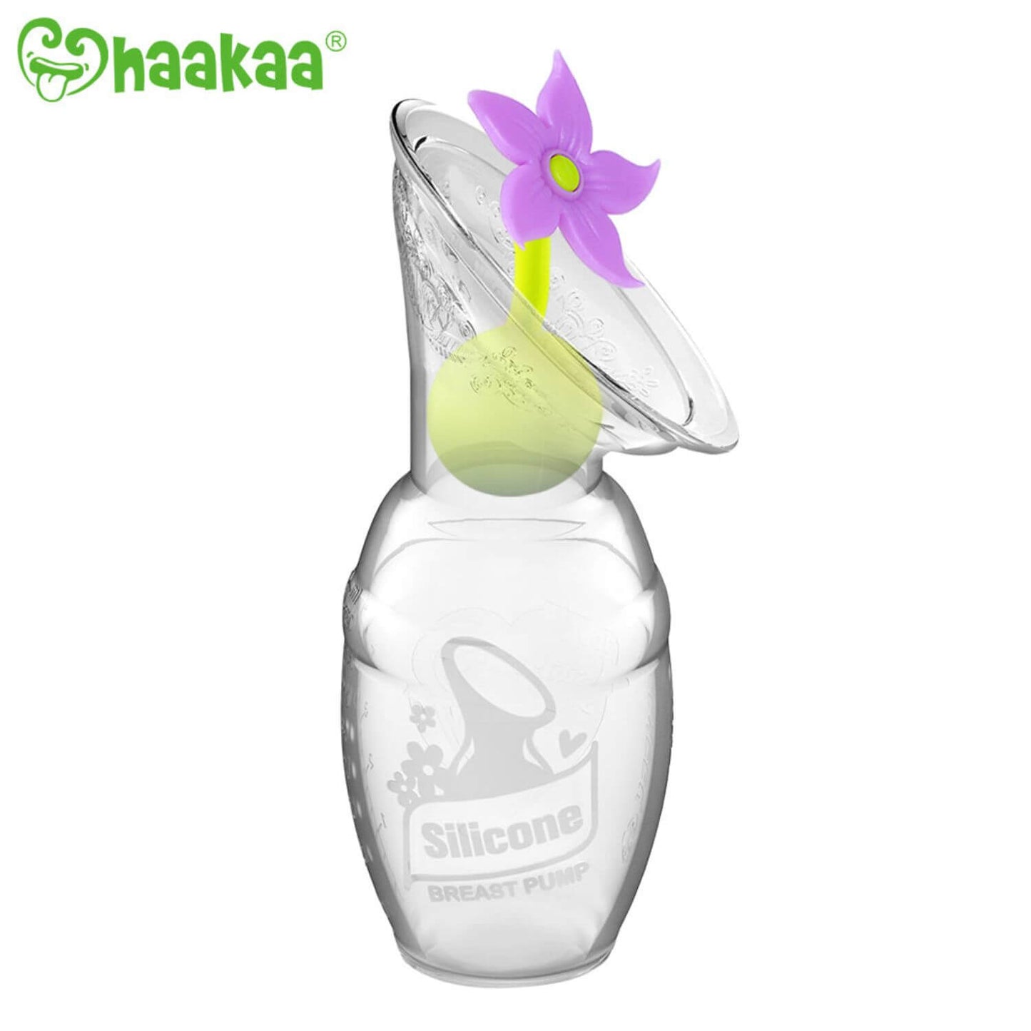 Haakaa Gen 1 Silicone Breast Pump 4 oz and Silicone Flower Stopper Set, featuring the Haakaa brand.