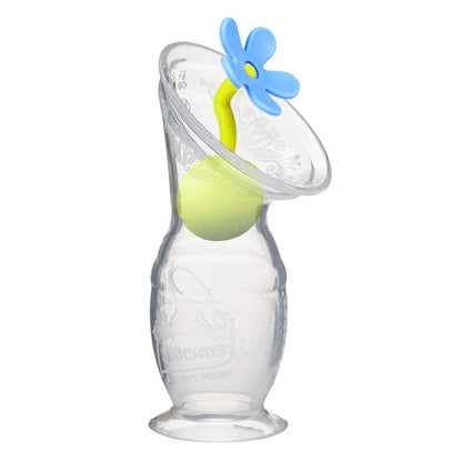 Haakaa Gen 2 Silicone Breast Pump with Suction Base 4 oz and Silicone Flower Stopper Set - Blue