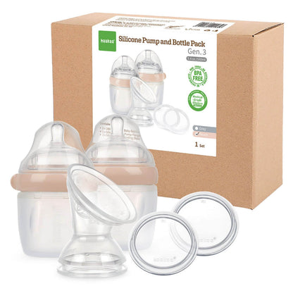 Haakaa Gen 3 Silicone Breast Pump and Bottle Pack 160 ml/6 oz Pink