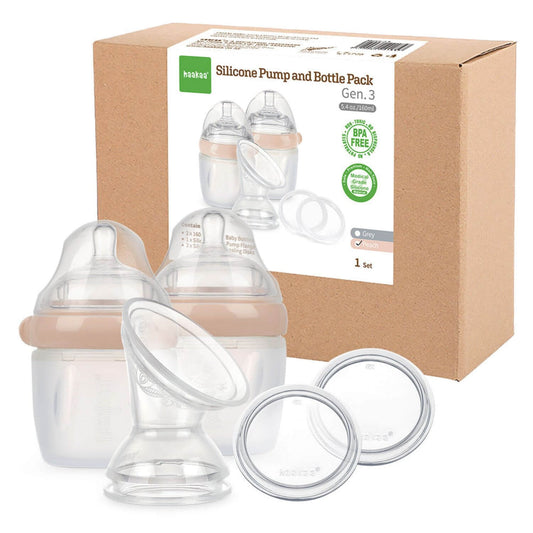 Haakaa Gen 3 Silicone Breast Pump and Bottle Pack 160 ml/6 oz Pink